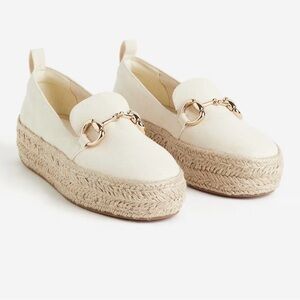 H&M Cream Espadrille Loafers with Gold Accent